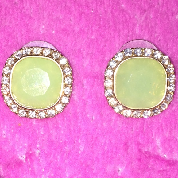 Square mint studs with rhinestones - Picture 2 of 5